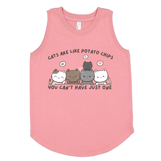 Girls Multiple Cats Cotton Relaxed Tank Top